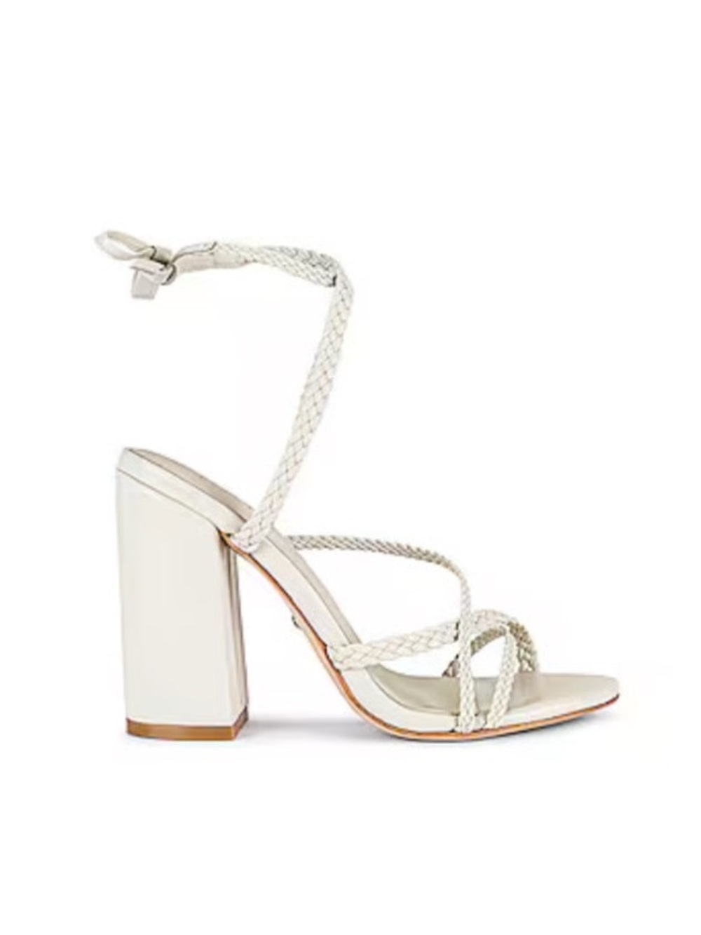 Revolve RAYE Melissa Heels in Bone Braided Ankle-Tie Block Heel Sandal